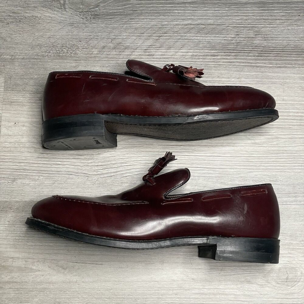 Vtg ANSI Men’s Steel Safety Toe Burgundy Leather Tassel Loafers Shoes 8.5 D